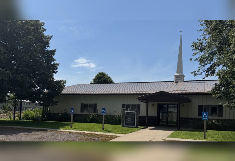 The exterior of the First Baptist Church in Akron, Iowa.