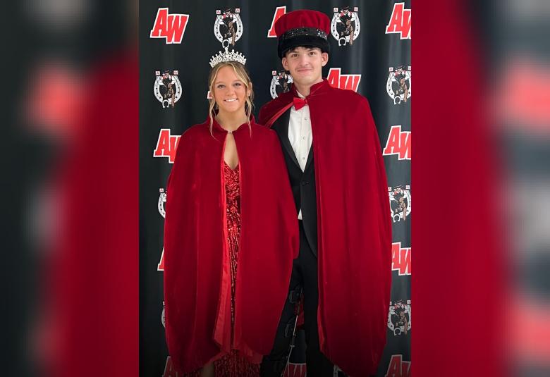 Gabby Koch and Reegan McKee were crowned the 2025 Akron-Westfield homecoming queen and king at coronation ceremonies held Thursday, Oct. 2. (Photo courtesy of A-W School District)