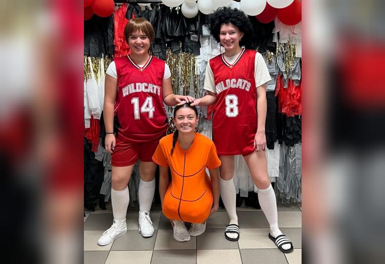 It was all about Westerner basketball with this hoops-inspired attire by Morgan Knapp, Avery Gaswint, and Libbie Philips. (Photo courtesy of A-W School)
