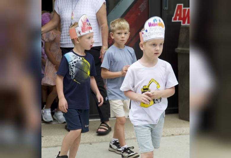 Kindergartners, Landon Hecht, Brooks Sievert, and Malachi Steen, were excited to start their Westerner journey on Friday, Aug. 22.
