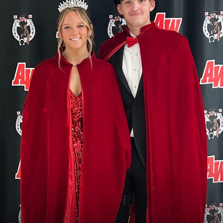 Gabby Koch and Reegan McKee were crowned the 2025 Akron-Westfield homecoming queen and king at coronation ceremonies held Thursday, Oct. 2. (Photo courtesy of A-W School District)